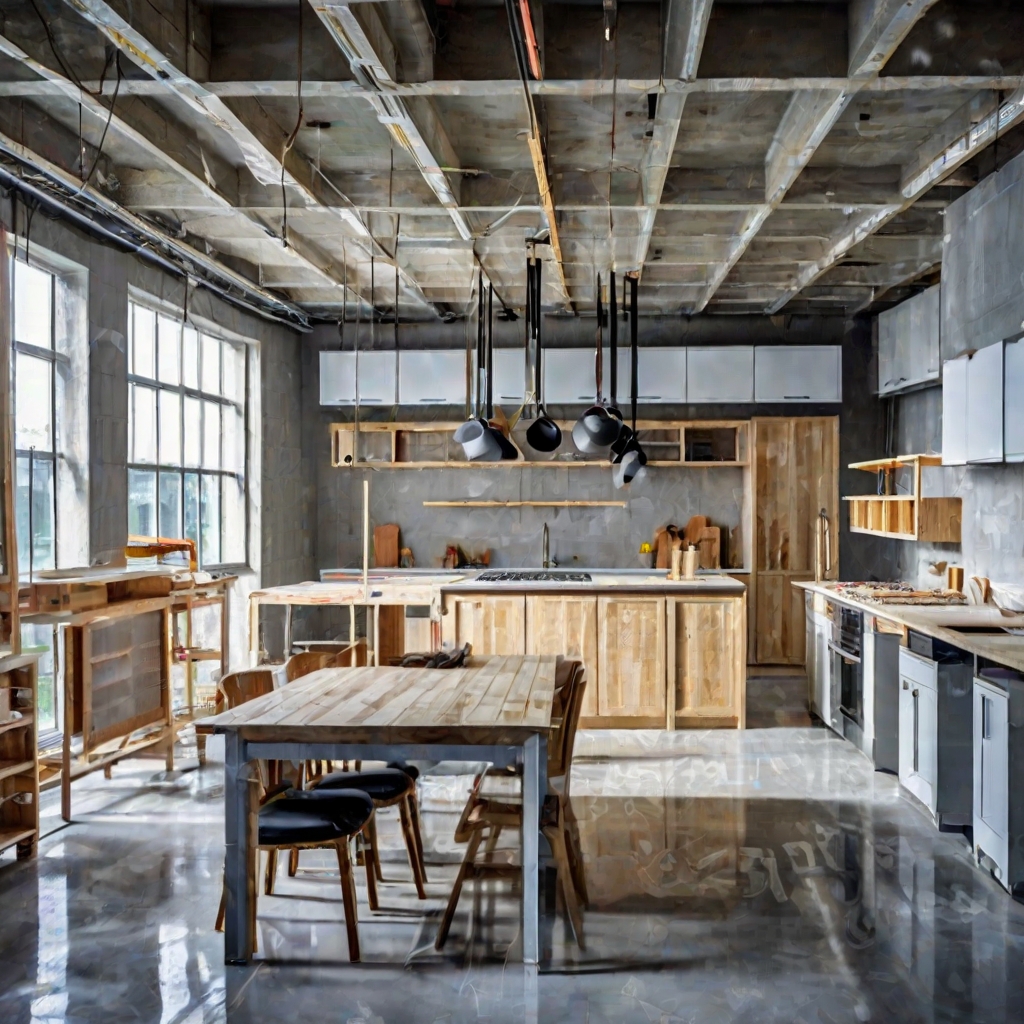 Local kitchen renovation workspace with design materials